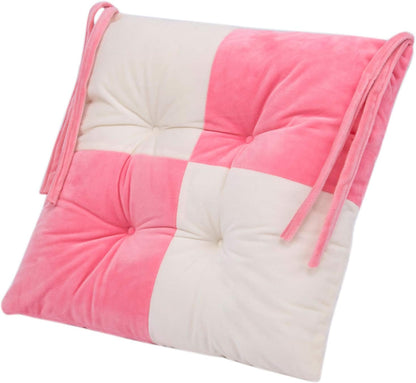 4 Pack Seat Cushion/Chair Cushion Pads for Dining Chairs, Office Chair, Car, Floor, Outdoor, Patio，Machine Wash & Dryer Friendly (F-Mix Color 16"×16", Pink & White)