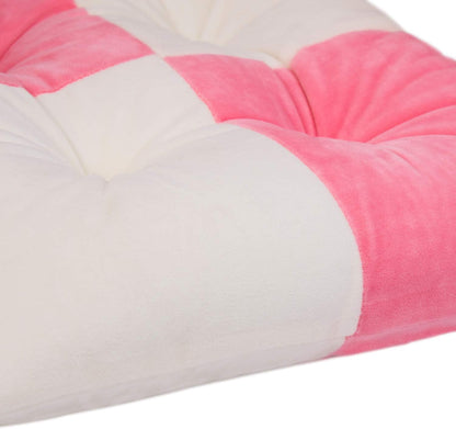 4 Pack Seat Cushion/Chair Cushion Pads for Dining Chairs, Office Chair, Car, Floor, Outdoor, Patio，Machine Wash & Dryer Friendly (F-Mix Color 16"×16", Pink & White)