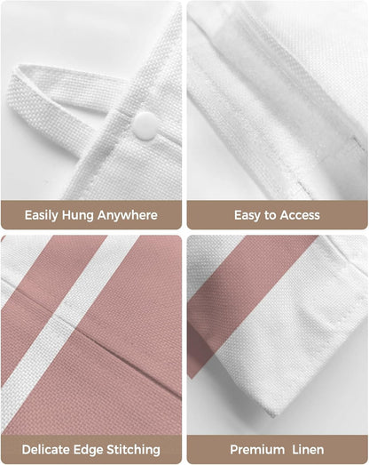 Tissues Box Cover Geometric Pattern Tissue Holder with Hanging Linen Organizer Dispenser Pink Stripe Tissues Box Covers Rectangle for Bathroom Toilet Car Office Kitchen Tabletop Decor 4 PCS