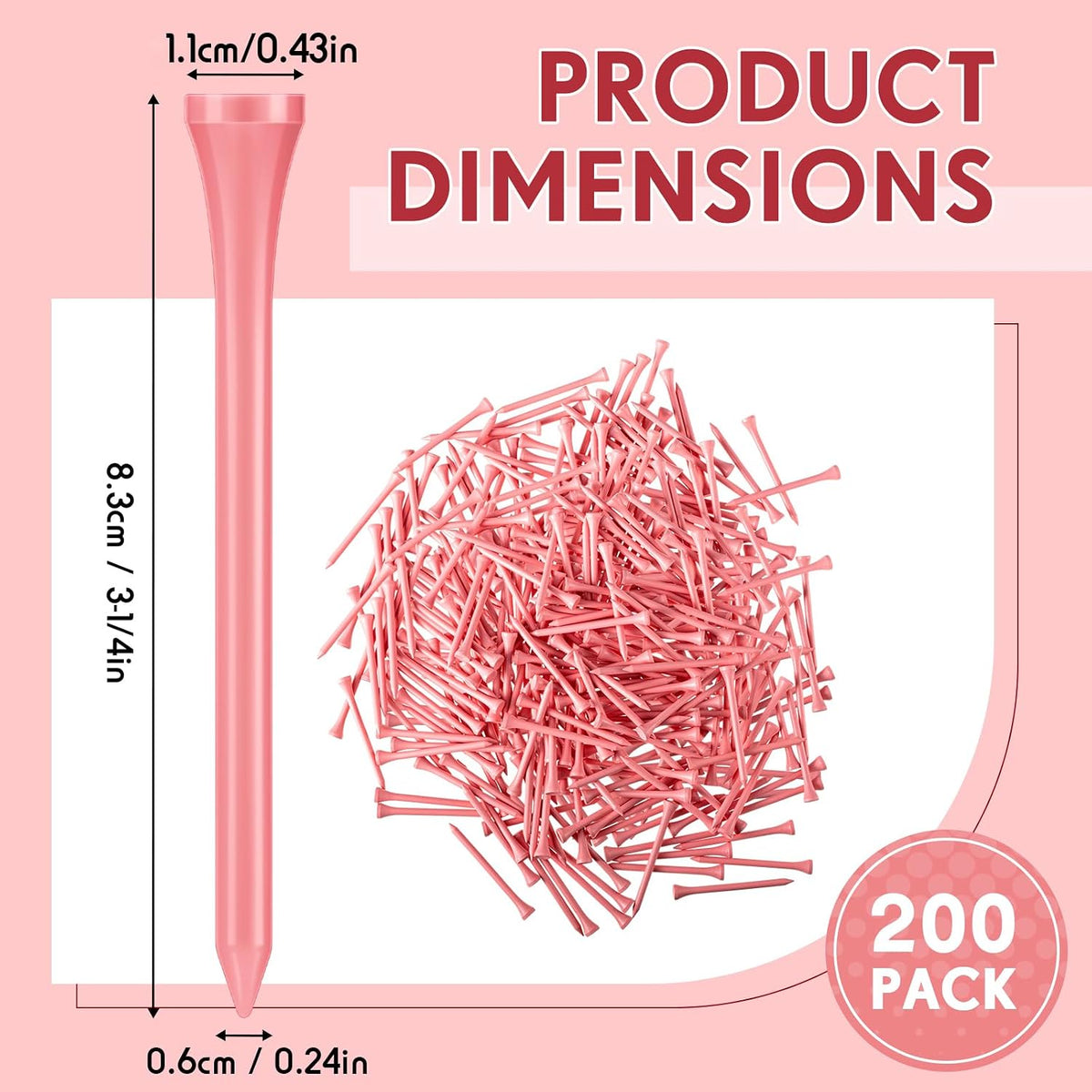 200 Pcs Golf Tees Bamboo Golf Tees for Women