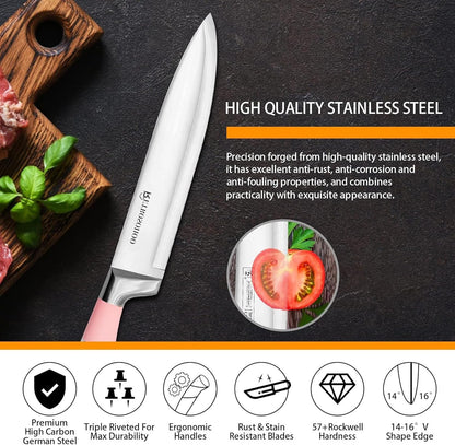 9-Pieces Knife Set with Block, Stainless Steel Knife Block Set