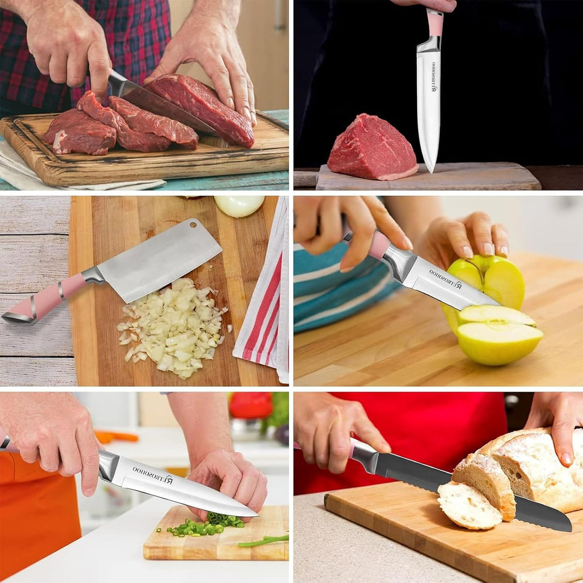 9-Pieces Knife Set with Block, Stainless Steel Knife Block Set