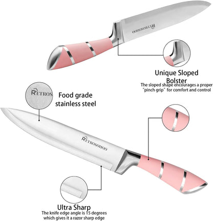 9-Pieces Knife Set with Block, Stainless Steel Knife Block Set