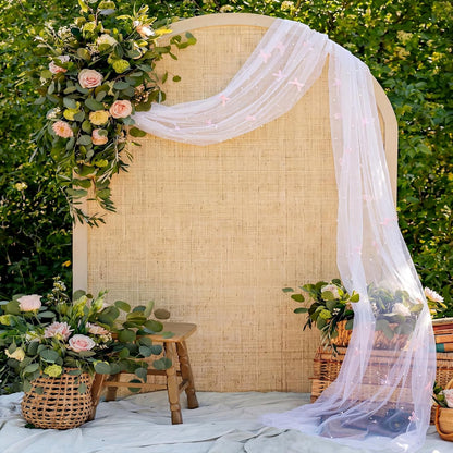 Pink Bow Table Runner 30 x 120 Inch Pearl Tulle Table Decor