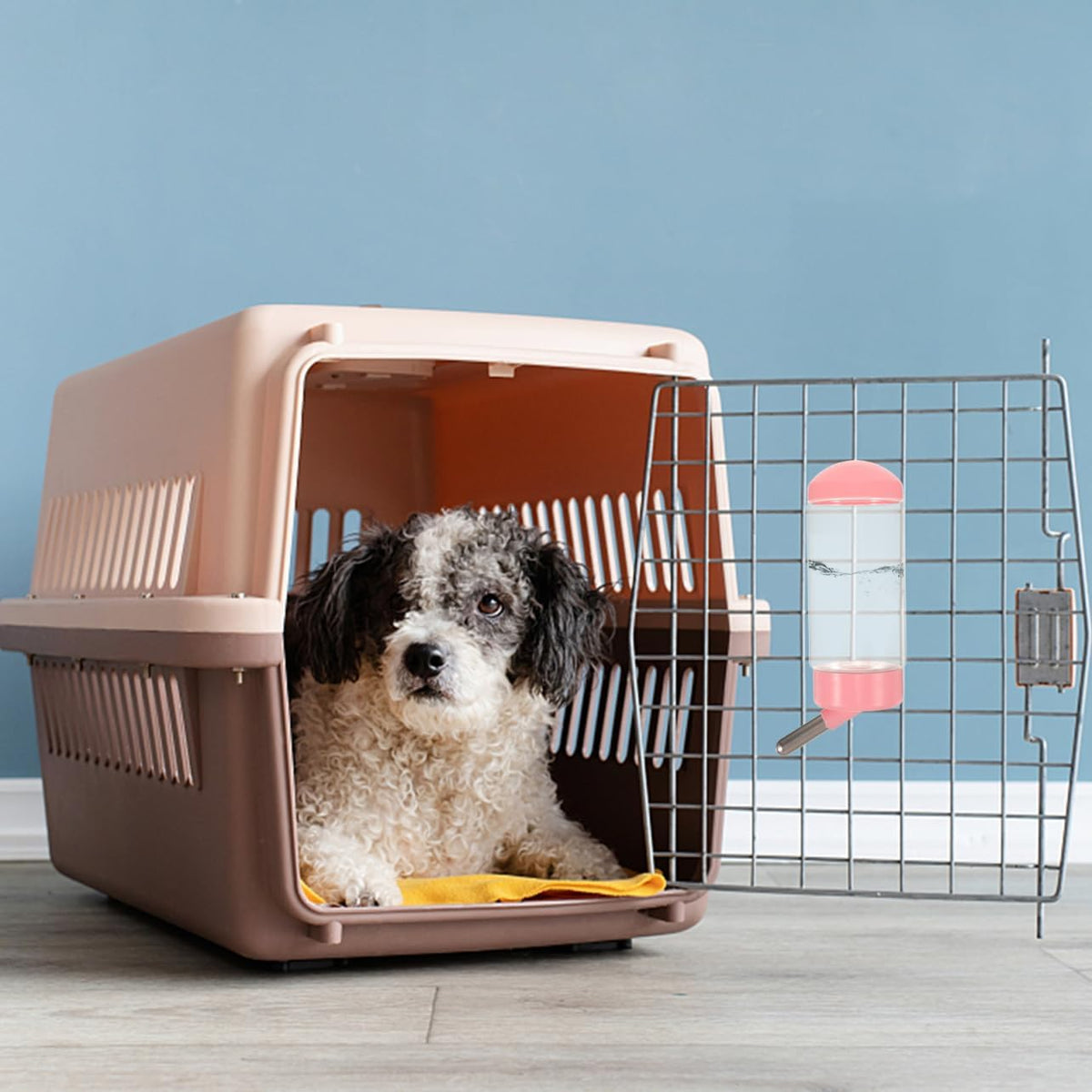 Pet Water Bottle Hanging 400ml Dog Cat Rabbit Water Dispenser Leakproof Odorless Easy to Install Pink Design
