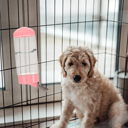 Pet Water Bottle Hanging 400ml Dog Cat Rabbit Water Dispenser Leakproof Odorless Easy to Install Pink Design