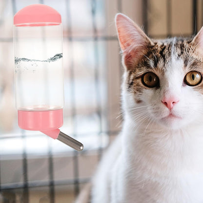 Pet Water Bottle Hanging 400ml Dog Cat Rabbit Water Dispenser Leakproof Odorless Easy to Install Pink Design