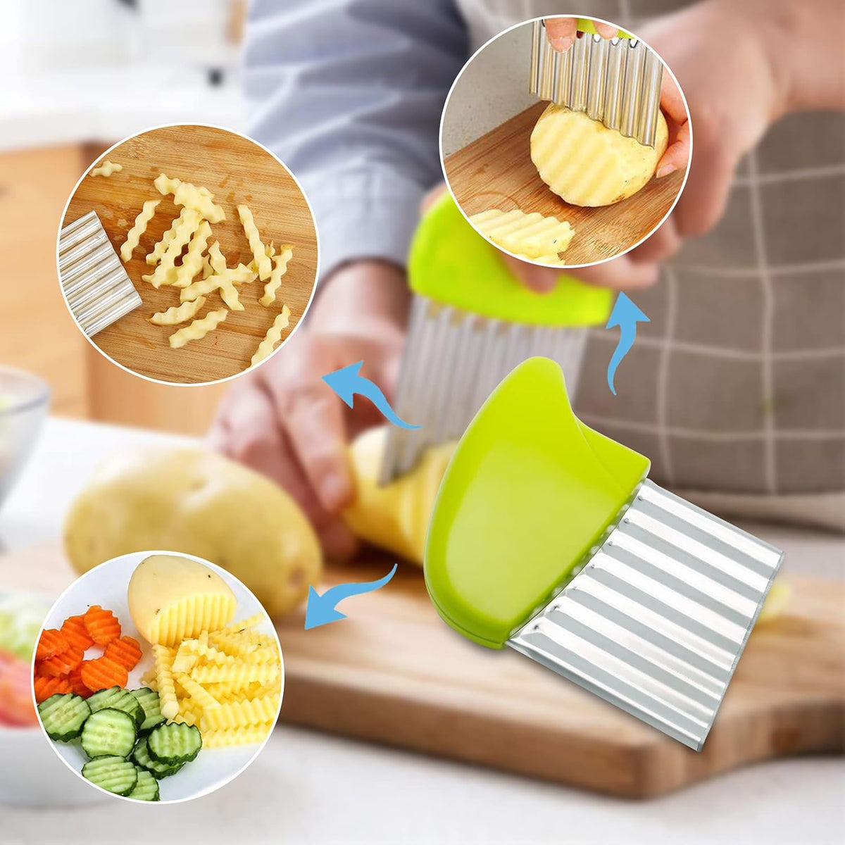 4 Pack Stainless Steel Potato Crinkle Cutter