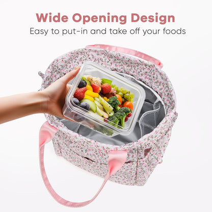 Lunch Bag Women Insulated Lunch Box with Water Bottle Holder