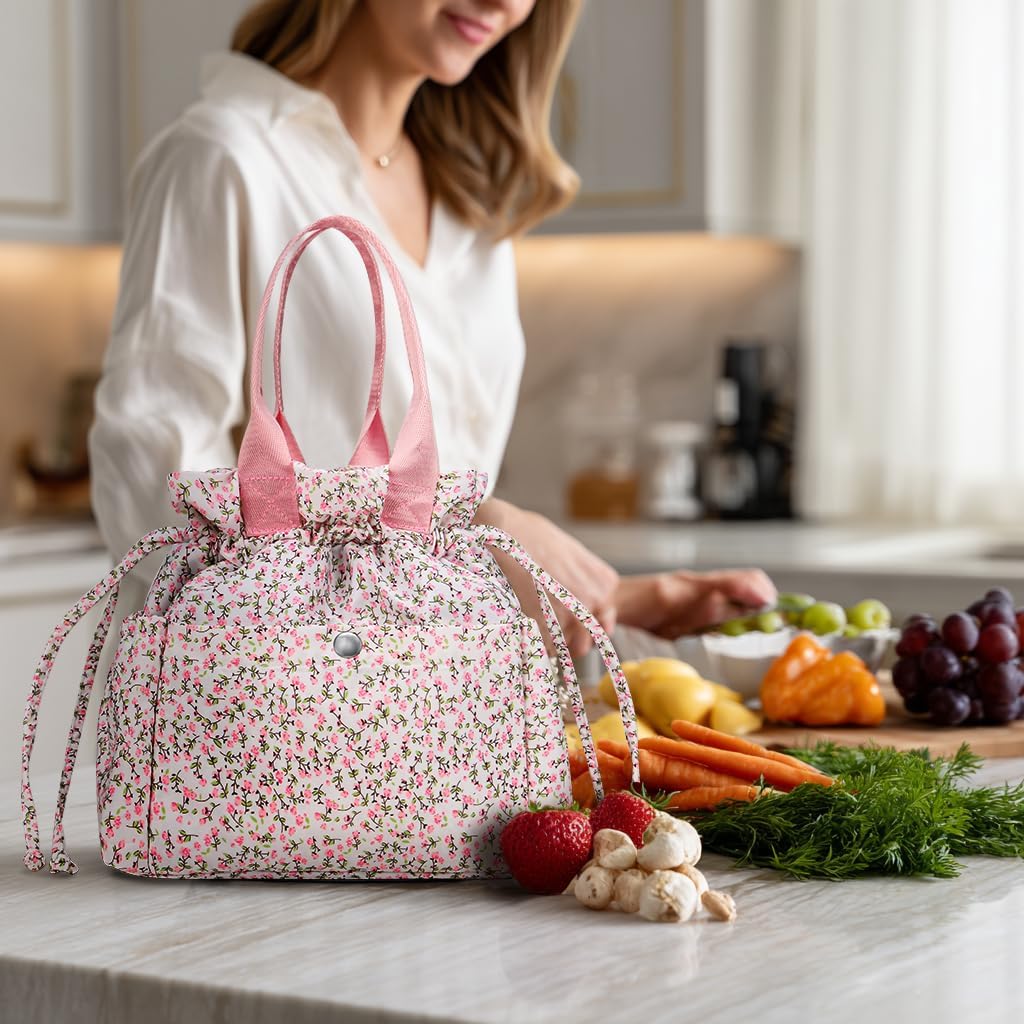Lunch Bag Women Insulated Lunch Box with Water Bottle Holder
