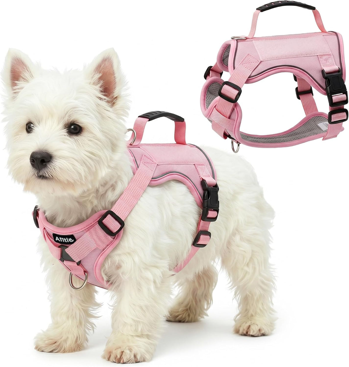 AIITLE No Pull Small Dog Harness Reflective Adjustable Vest, Pink XS