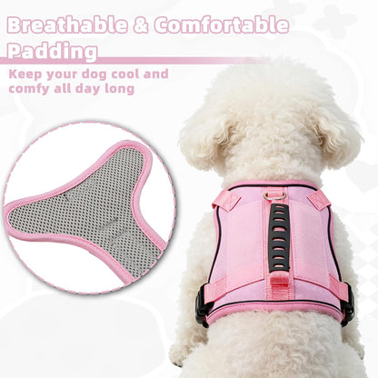 AIITLE No Pull Small Dog Harness Reflective Adjustable Vest, Pink XS
