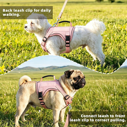 AIITLE No Pull Small Dog Harness Reflective Adjustable Vest, Pink XS