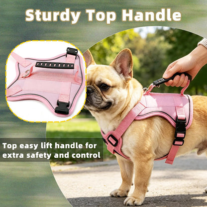 AIITLE No Pull Small Dog Harness Reflective Adjustable Vest, Pink XS