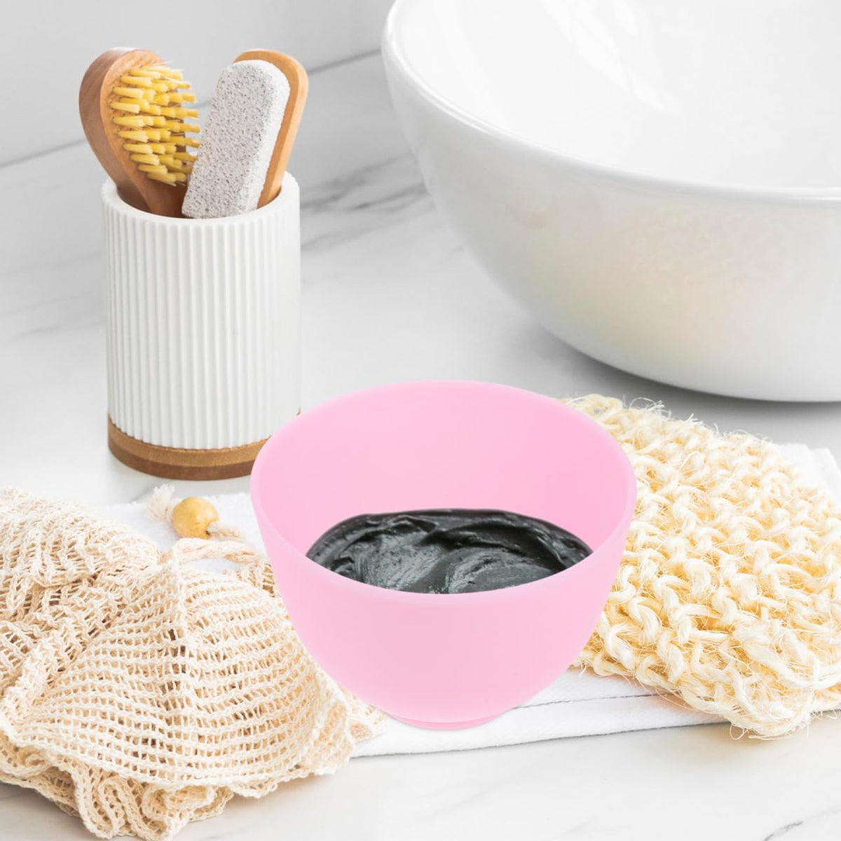 Silicone Facial Mask Mixing Bowl Pink Medium Size 4 Inch Lightweight Easy Clean Diy Skincare Tool for Home Spa and Travel