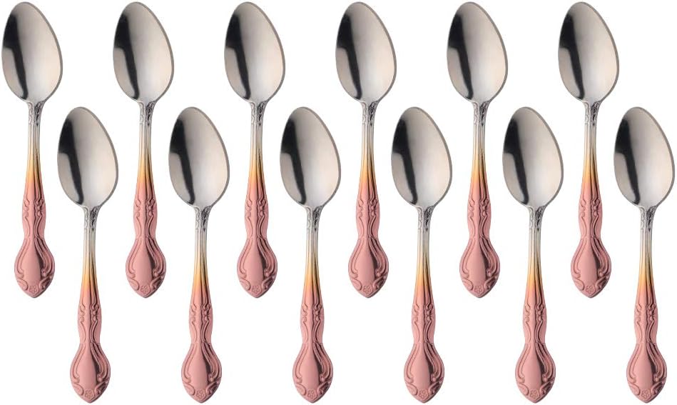Coffee Spoon Set of 12, Mini Stainless Steel Espresso Spoons for Dessert, Tea, Appetizer - 4.6 Inch Gradient Rose Gold