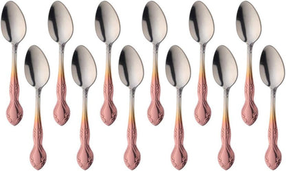 Coffee Spoon Set of 12, Mini Stainless Steel Espresso Spoons for Dessert, Tea, Appetizer - 4.6 Inch Gradient Rose Gold