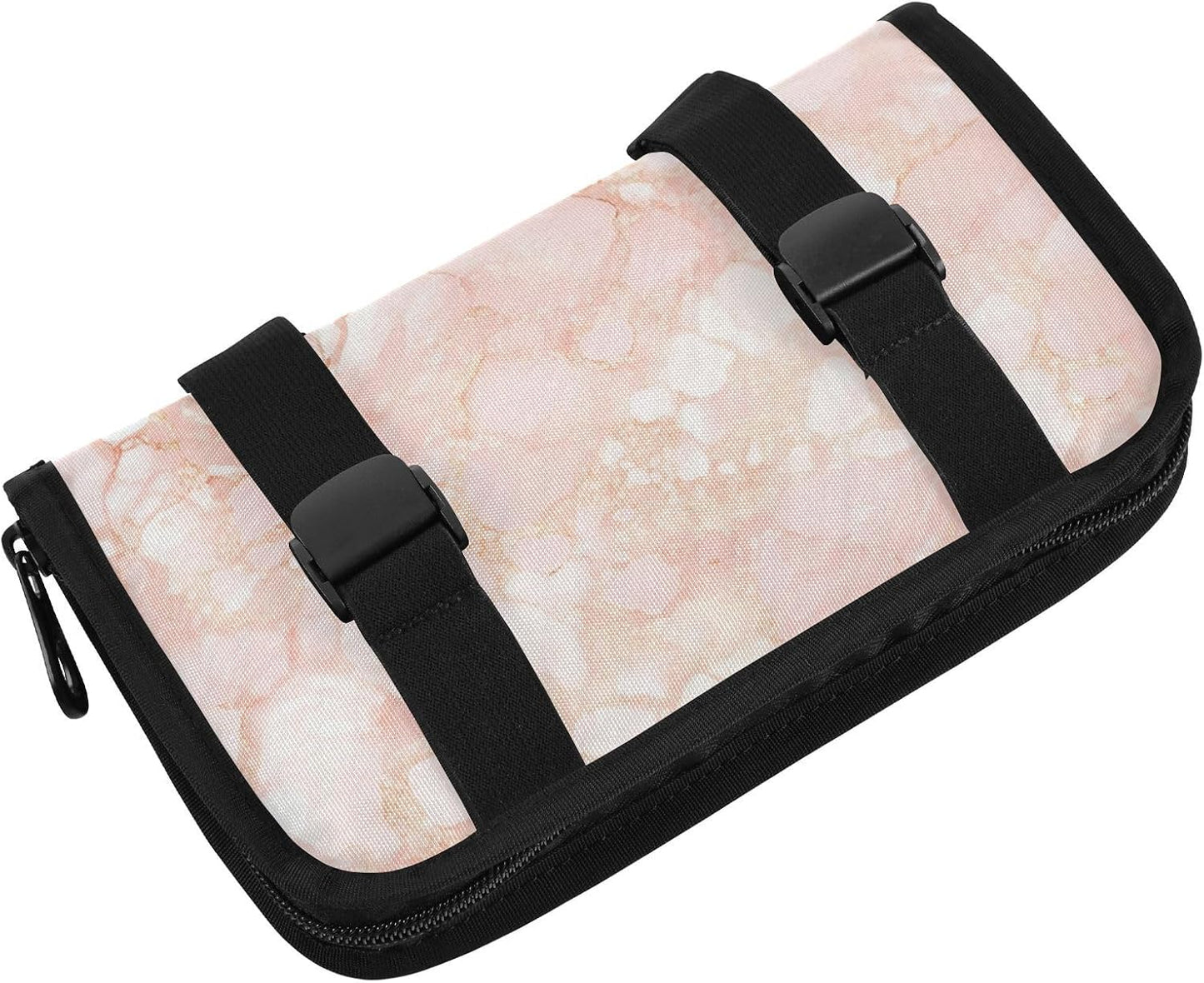 Hanging refillable visor tissue holder napkin holder sun visor with Adjustable straps & zipper Refillable tissue dispenser for vehicle Peach Gold Irregular Marble