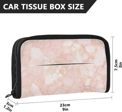 Hanging refillable visor tissue holder napkin holder sun visor with Adjustable straps & zipper Refillable tissue dispenser for vehicle Peach Gold Irregular Marble