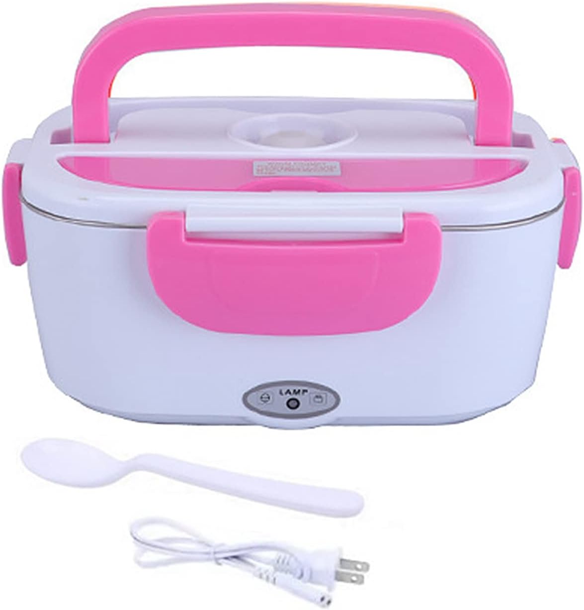 Electric Lunch Box, Portable Food Warmer and Heater Lunch Box for Home Kitchen Travel with Spoon, Liner, Dish Box, Pink 110V US Plug