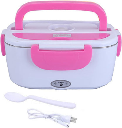 Electric Lunch Box, Portable Food Warmer and Heater Lunch Box for Home Kitchen Travel with Spoon, Liner, Dish Box, Pink 110V US Plug
