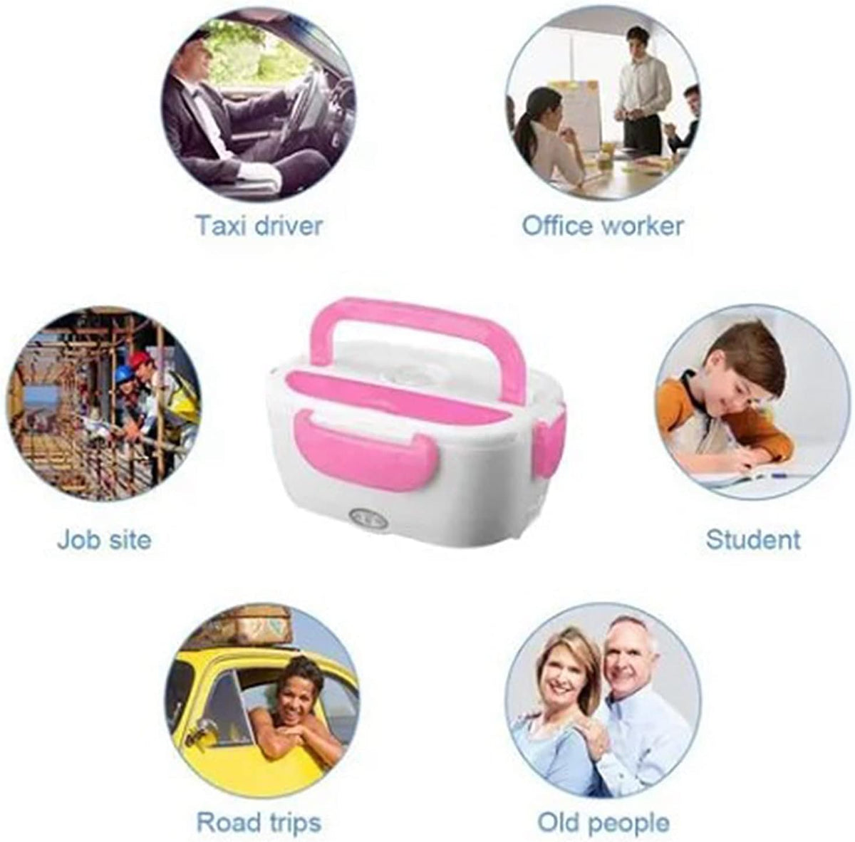 Electric Lunch Box, Portable Food Warmer and Heater Lunch Box for Home Kitchen Travel with Spoon, Liner, Dish Box, Pink 110V US Plug