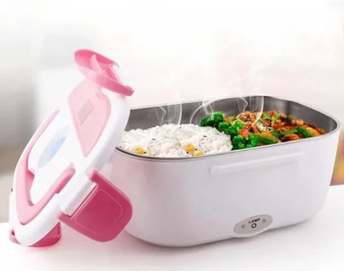Electric Lunch Box, Portable Food Warmer and Heater Lunch Box for Home Kitchen Travel with Spoon, Liner, Dish Box, Pink 110V US Plug