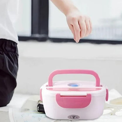 Electric Lunch Box, Portable Food Warmer and Heater Lunch Box for Home Kitchen Travel with Spoon, Liner, Dish Box, Pink 110V US Plug