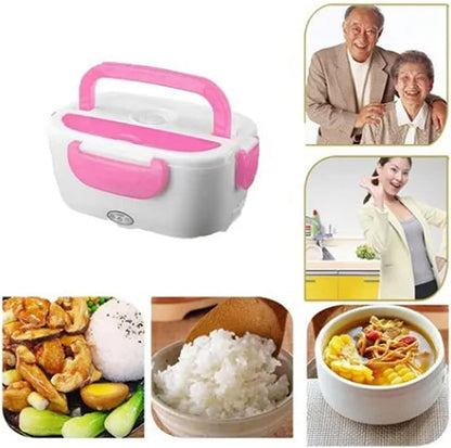Electric Lunch Box, Portable Food Warmer and Heater Lunch Box for Home Kitchen Travel with Spoon, Liner, Dish Box, Pink 110V US Plug