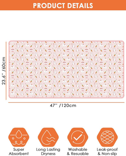3‑Pack Guinea Pig Cage Liners, 47''X24'' Pet Pee Pad Bedding, Pink