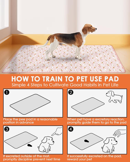3‑Pack Guinea Pig Cage Liners, 47''X24'' Pet Pee Pad Bedding, Pink