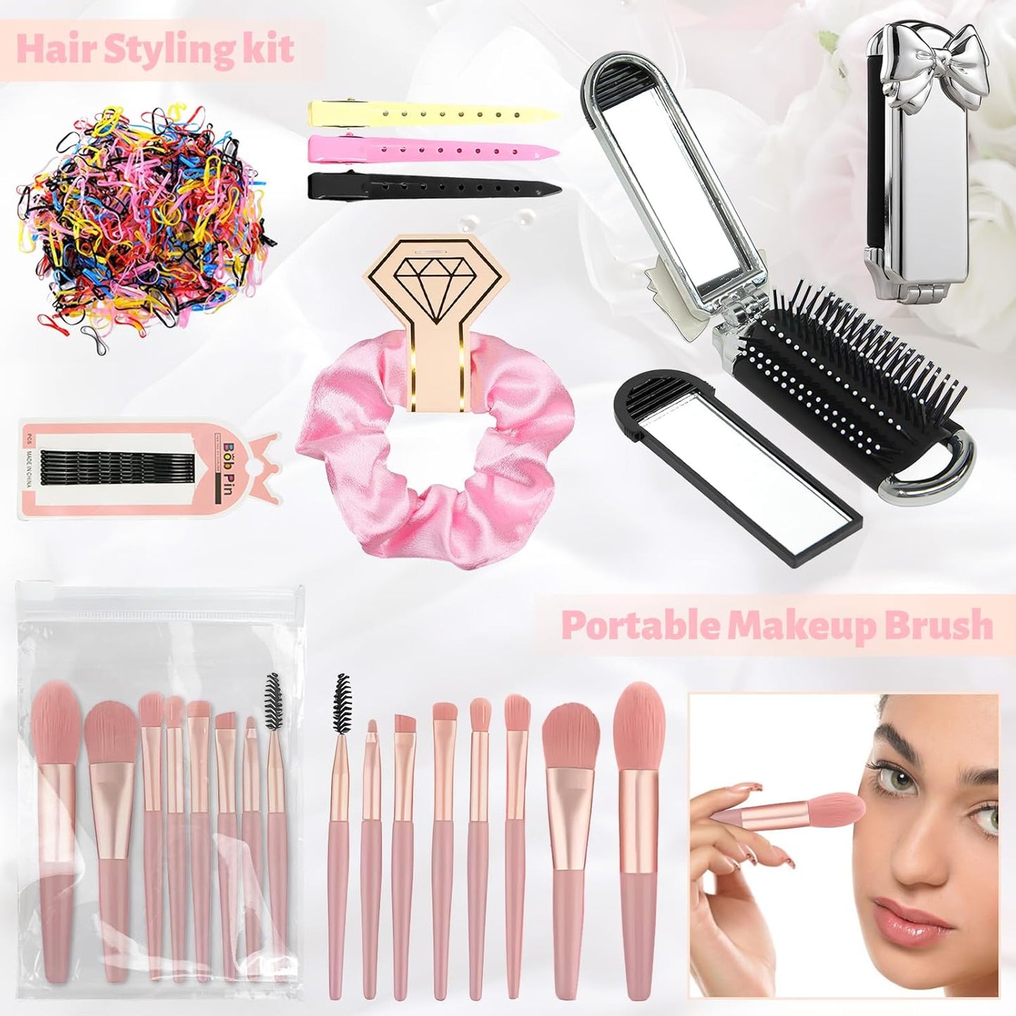 Women's Wedding Emergency Kit for Bride Wedding Survival Set with Makeup Bag, 42 Pc Wedding Daily Travel Essential Items (Pink)