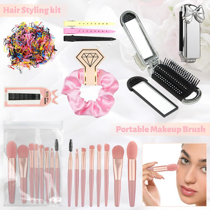 Women's Wedding Emergency Kit for Bride Wedding Survival Set with Makeup Bag, 42 Pc Wedding Daily Travel Essential Items (Pink)