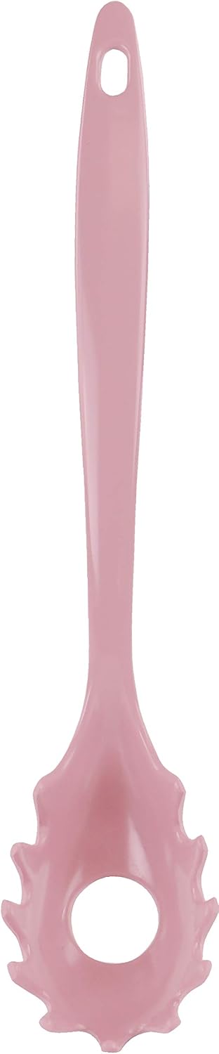 Spaghetti Spoon, Pasta Server, Fork with Ergonomic Handle, Heat Resistant, BPA Free with Ergonomic Handle,11.5 inch Melamine Utensil , Pink