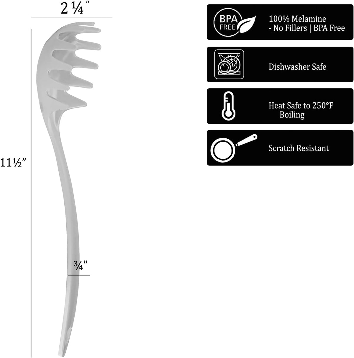 Spaghetti Spoon, Pasta Server, Fork with Ergonomic Handle, Heat Resistant, BPA Free with Ergonomic Handle,11.5 inch Melamine Utensil , Pink