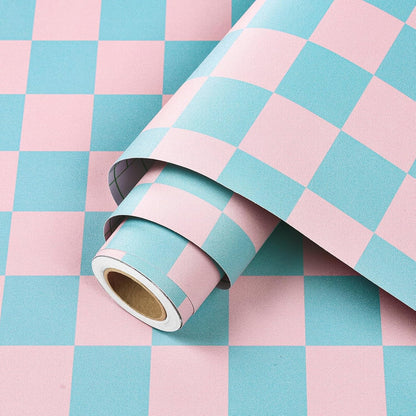 Checkered Wallpaper Blue and Pink Plaid Wallpaper Stick and Peel Checkerboard Removable Wall Paper Girls Room Blue Pink Checkered Contact Paper for Countertops Kitchen Cabinets 17.5in×10ft