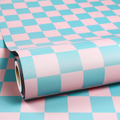 Checkered Wallpaper Blue and Pink Plaid Wallpaper Stick and Peel Checkerboard Removable Wall Paper Girls Room Blue Pink Checkered Contact Paper for Countertops Kitchen Cabinets 17.5in×10ft