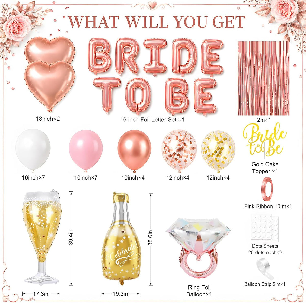 Rose Gold Bachelorette Party Decorations Bride To Be Bridal Shower Balloons