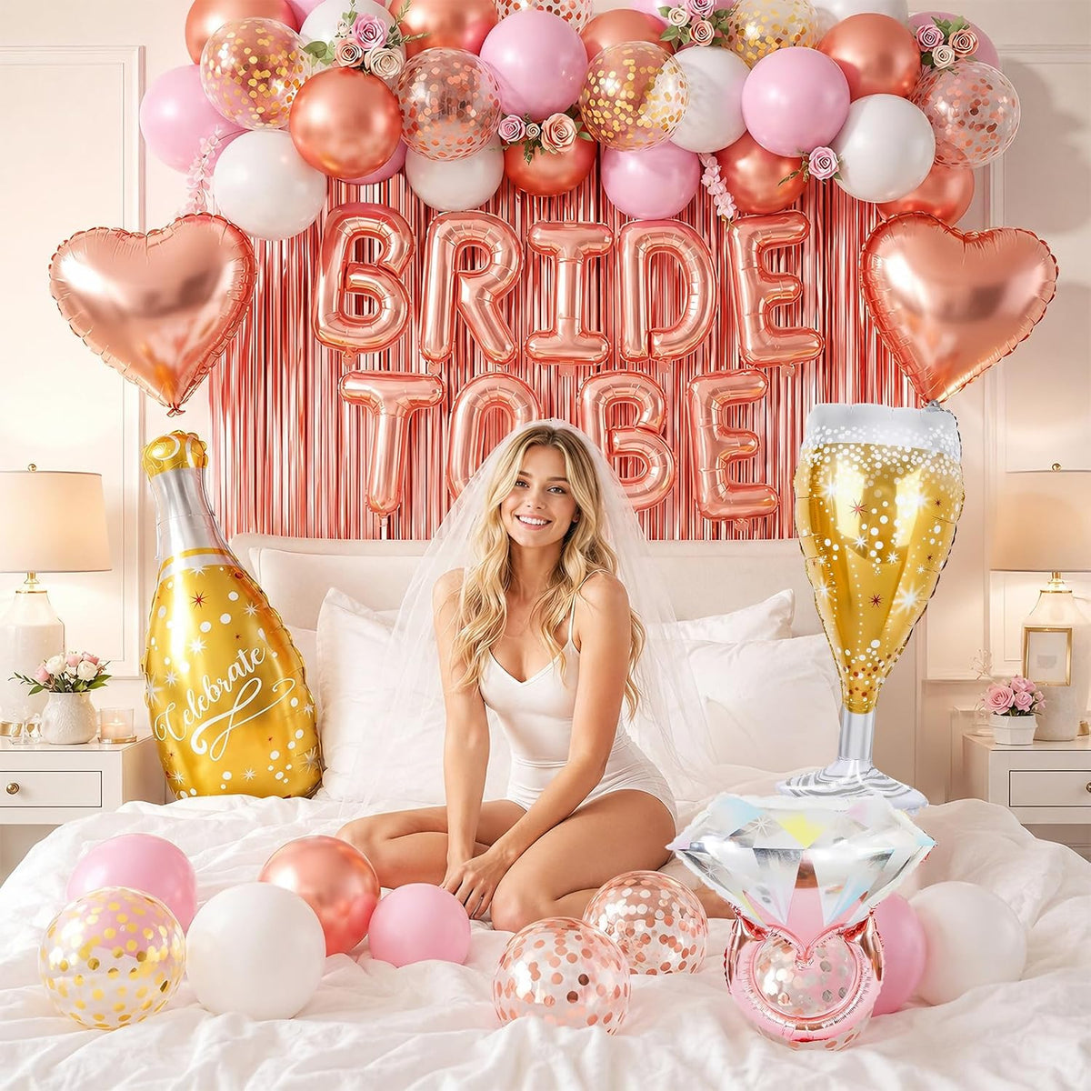 Rose Gold Bachelorette Party Decorations Bride To Be Bridal Shower Balloons