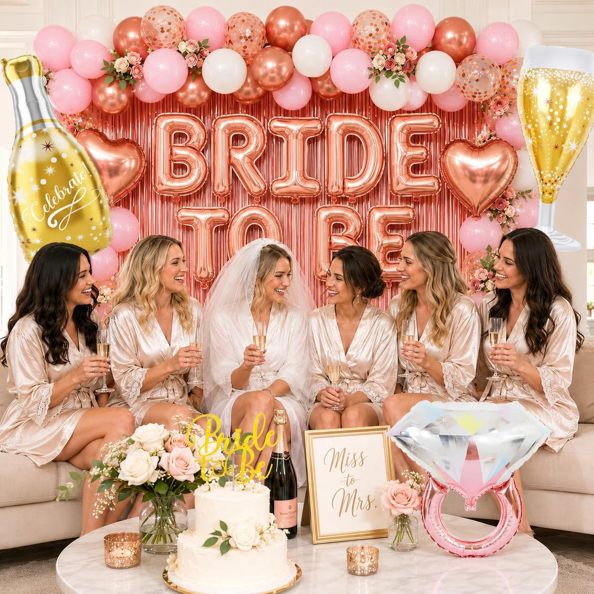 Rose Gold Bachelorette Party Decorations Bride To Be Bridal Shower Balloons