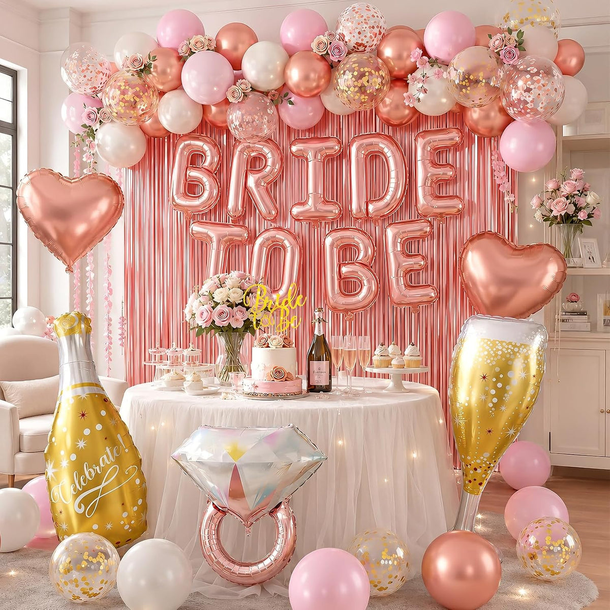 Rose Gold Bachelorette Party Decorations Bride To Be Bridal Shower Balloons