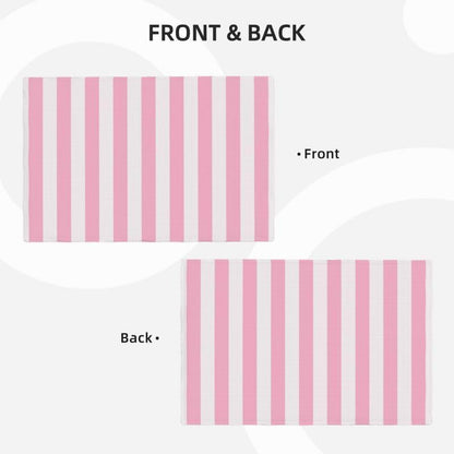 Stripe Placemat Set, Vertical Pink White Stripes Pattern Home Decor Linen Table Mats for Dining Room Kitchens Party Cafe Festive Banquet Wedding Decor, 18" L x 12" W【4 PCS】