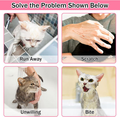 10PCS Cat Bathing Bag Adjustable Shower Washing Net Grooming Set
