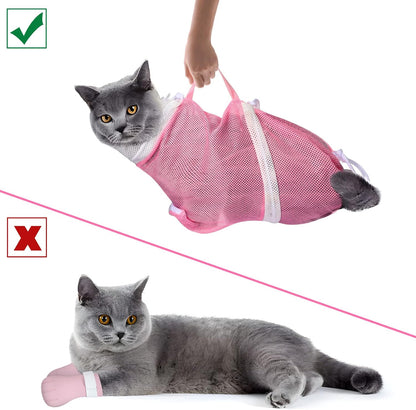 10PCS Cat Bathing Bag Adjustable Shower Washing Net Grooming Set