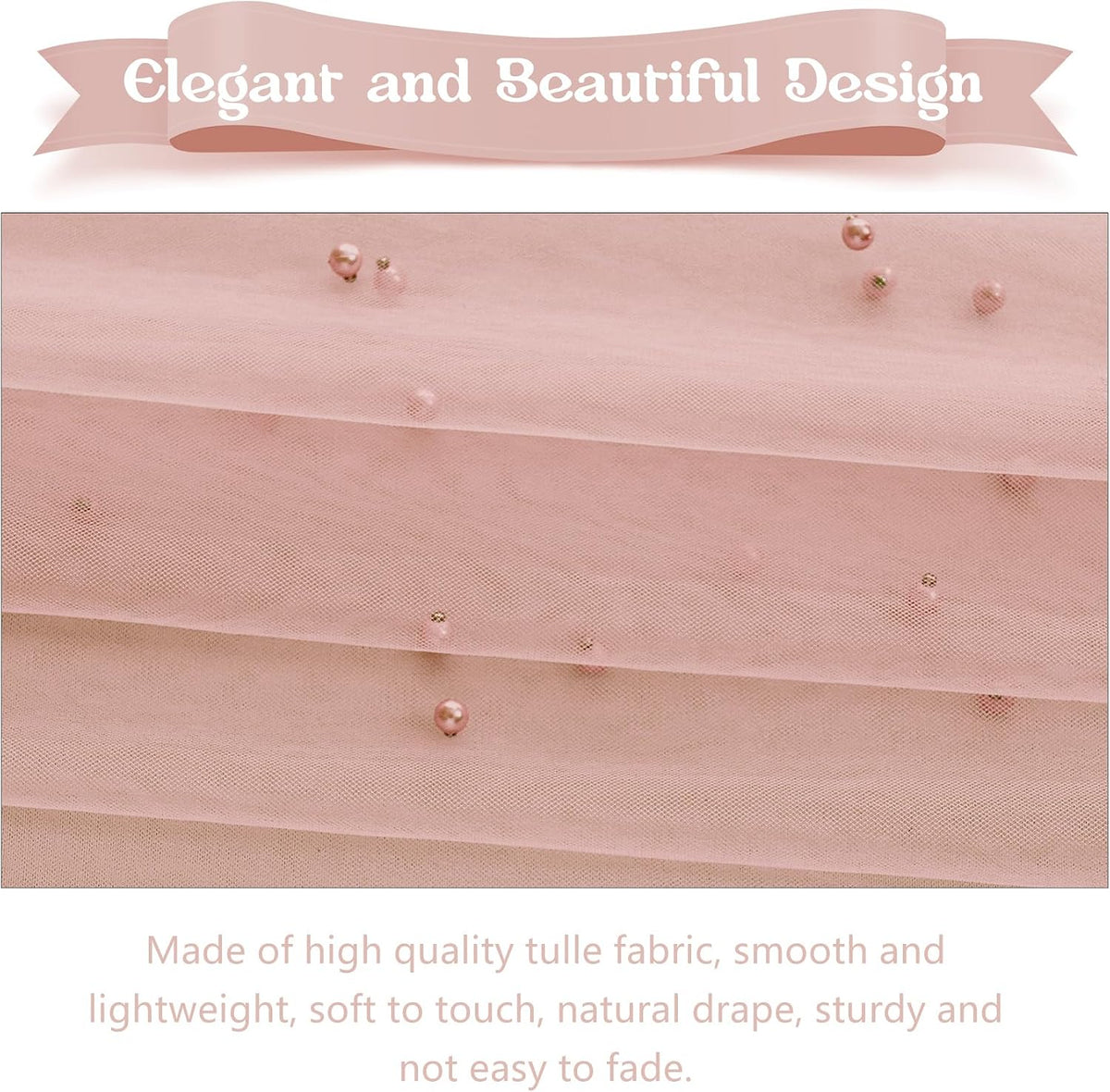 12 Pack 10FT Pearl Table Runner 30x120 Inch Dusty Pink Tulle Fabric Boho Rustic Sheer Table Runners Lace Table Cloth for Wedding Bridal Shower Birthday Party Arch Veil Dessert Table Decor (Dusty Pink)