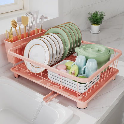 Dish Drying Rack for Kitchen Counter, 16.2" L x 12.5" W, Pink