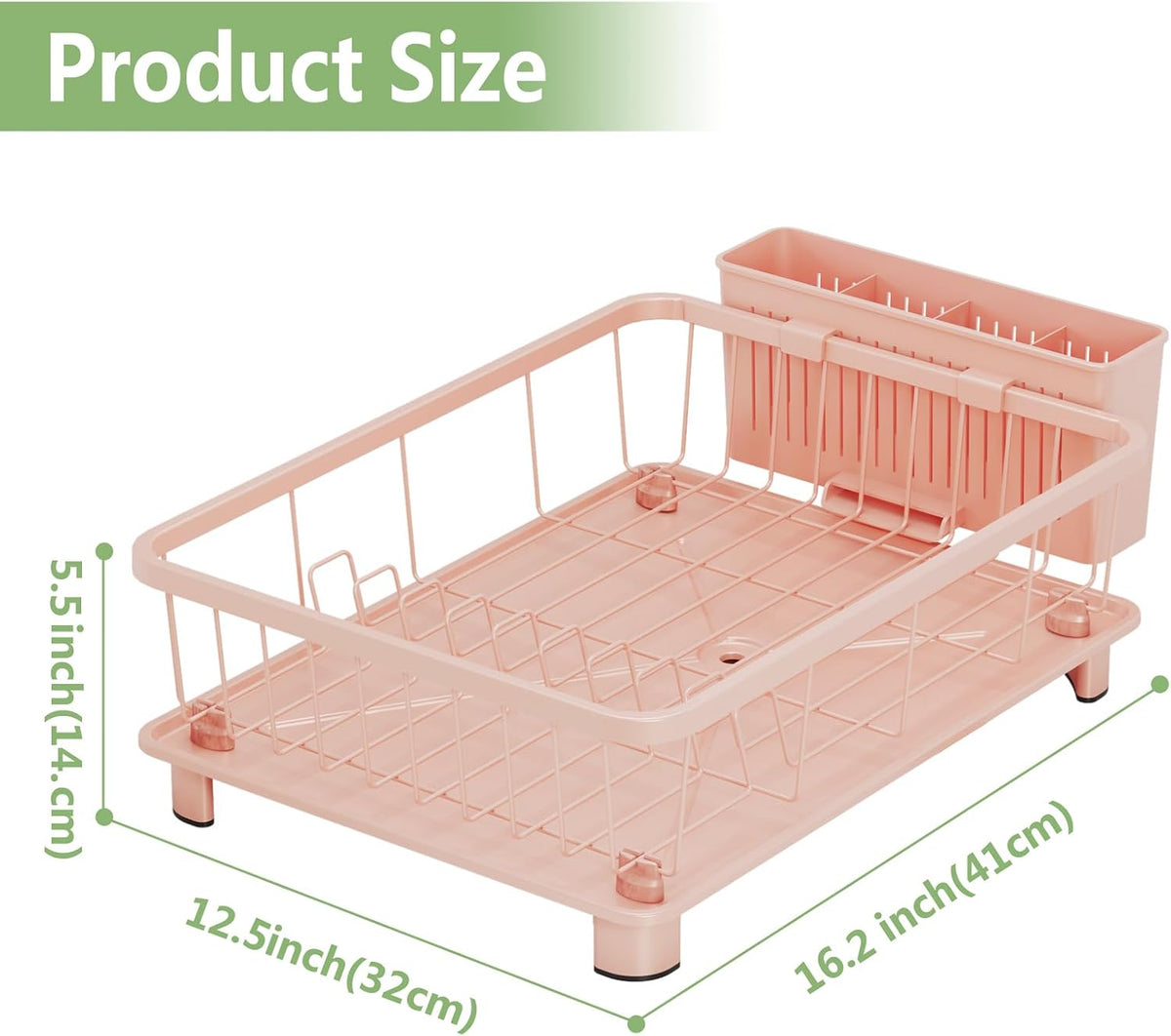 Dish Drying Rack for Kitchen Counter, 16.2" L x 12.5" W, Pink