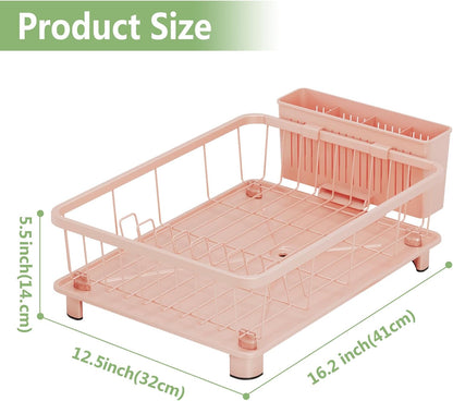Dish Drying Rack for Kitchen Counter, 16.2" L x 12.5" W, Pink