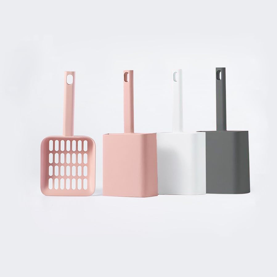 2 in 1 Cat Litter Scoop with Holder Stand Cat Stuff Cat Scooper for Litter Box Cat Accessories Cat Supplies Kitty Pink