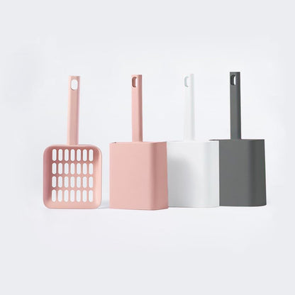 2 in 1 Cat Litter Scoop with Holder Stand Cat Stuff Cat Scooper for Litter Box Cat Accessories Cat Supplies Kitty Pink